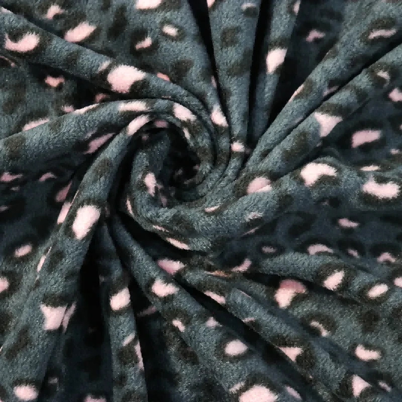 Tecido canelado de lã polar com estampa de leopardo